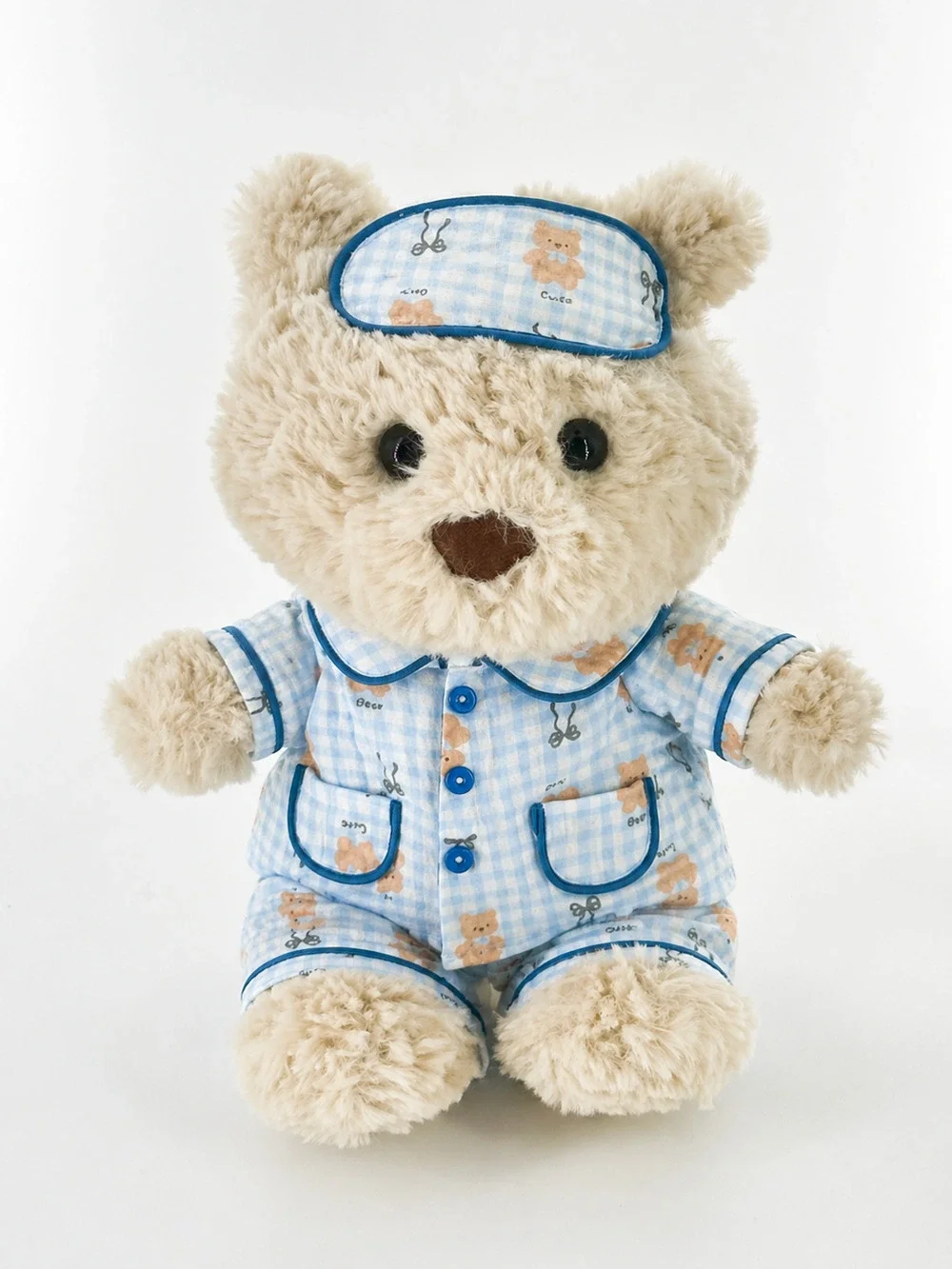 Bartholomew Bear Tiny/Junior clothes outfits - Blue Plaid Bear Dream Pajama